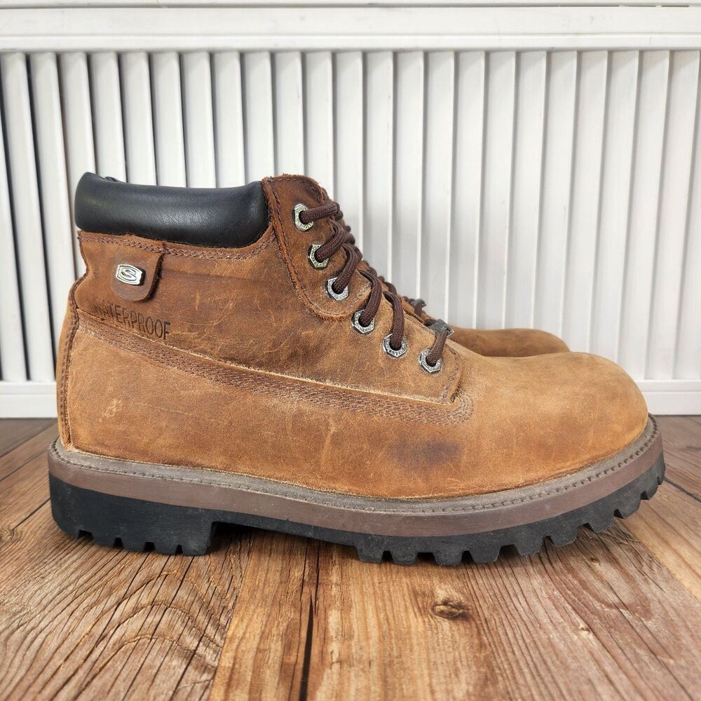 Skechers Sergeants Verdict 4442 Mens Size 10 Brown Leather Steel Toe Work Boots